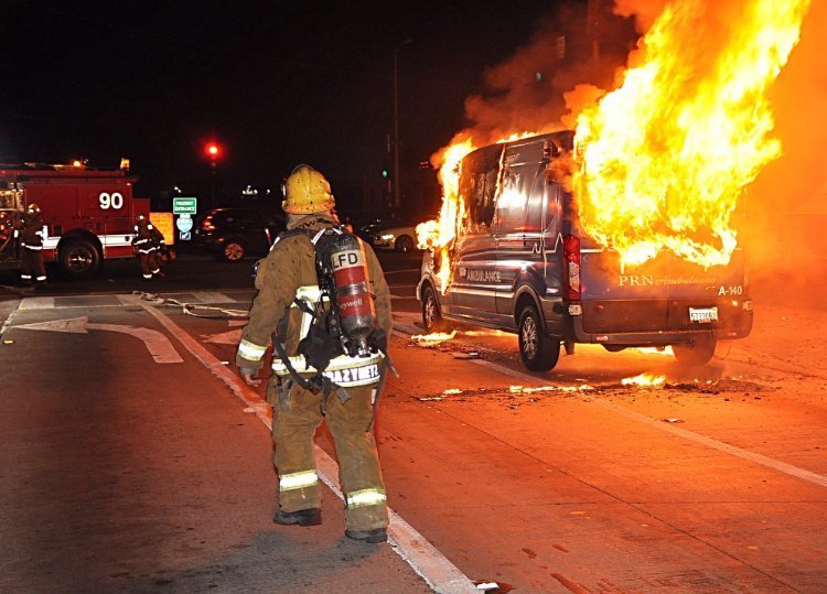 Photo: CA Ambulance Catches Fire