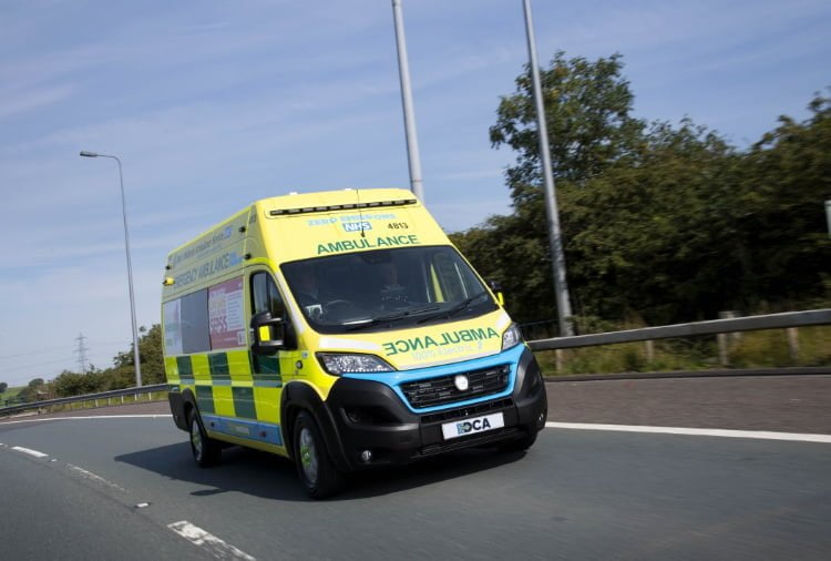 The photo shows an electric ambulance.