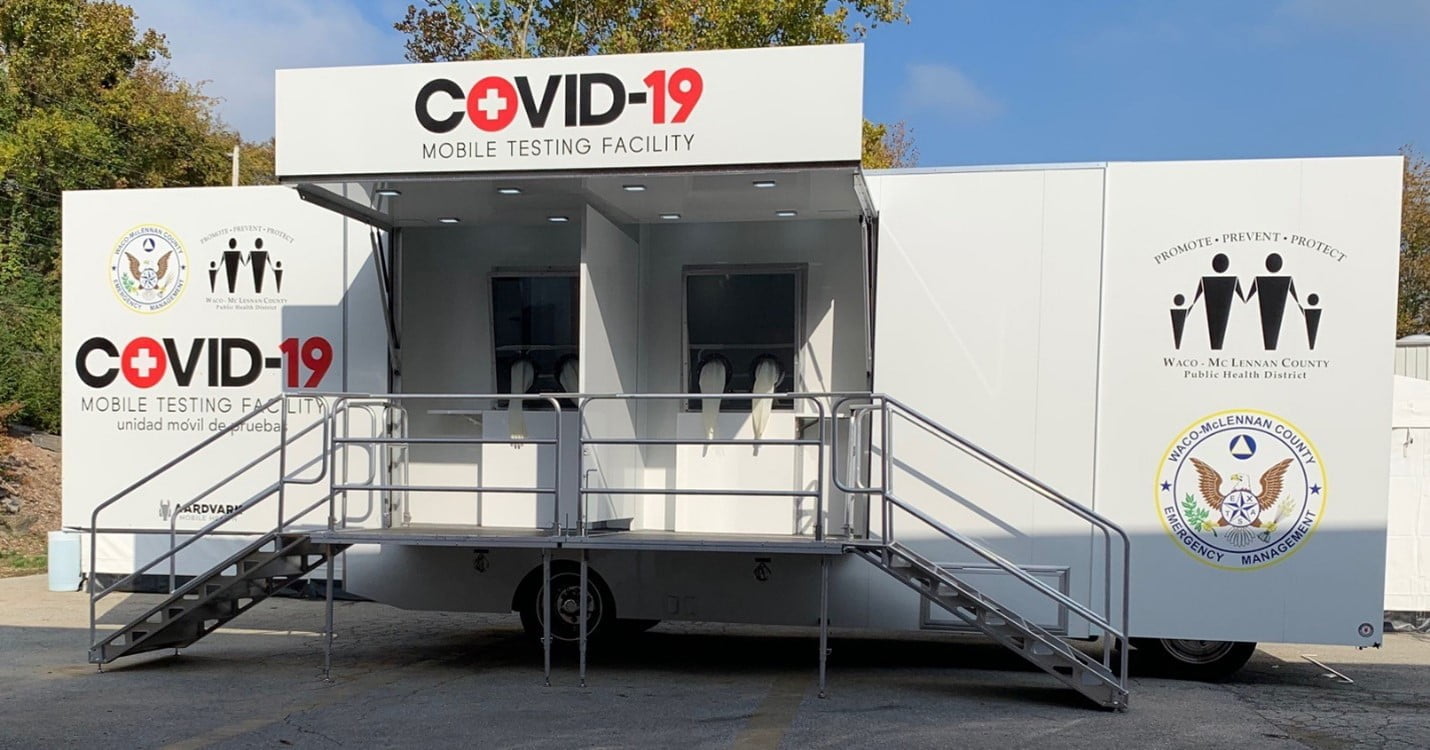 The public health department in Waco-McLennan County, Texas hired Aardvark Mobile Health to provide a mobile health vehicle and infrastructure program that enabled the county to administer up to 900 tests per day.