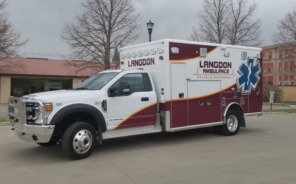 On May 14, 2021, Langdon Ambulance took delivery of a Horton Ambulance from REV Group and Premier Specialty Vehicle. The ambulance is a 4X4 so it can handle rough farm roads and snow in the winter.