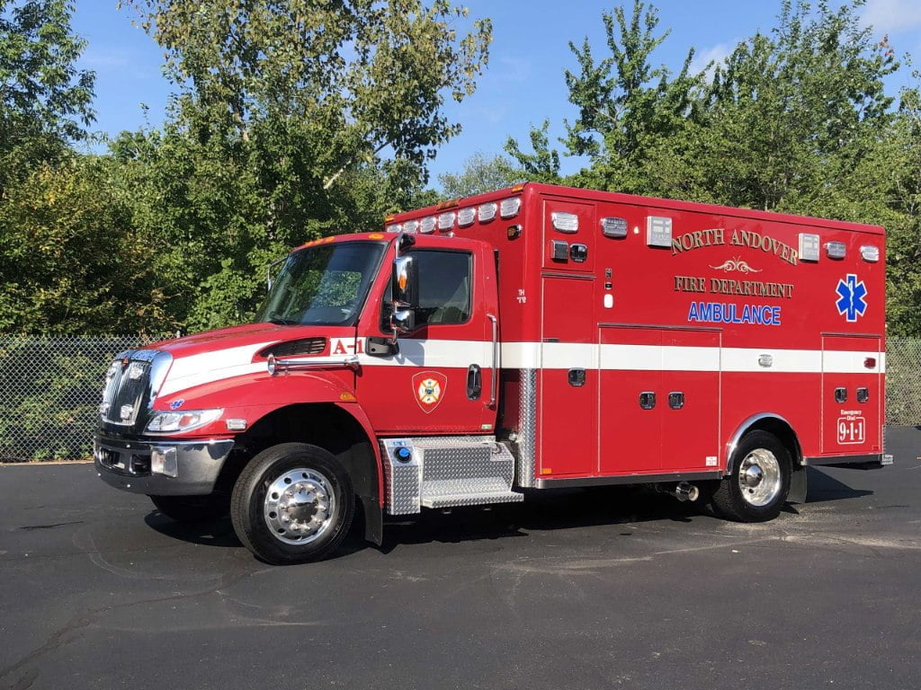 Horton built this Type 1 ambulance for North Andover (MA) Fire Department on an International MV607 chassis with a 173-inch long patient box, powered by a Cummins 250-horsepower 6.7-liter diesel engine, and an Allison 2200 EVS automatic transmission.