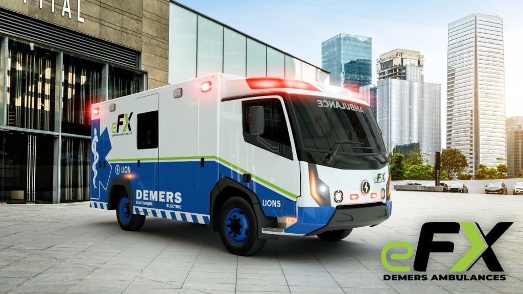 A rendering of Demers' electric ambulance.