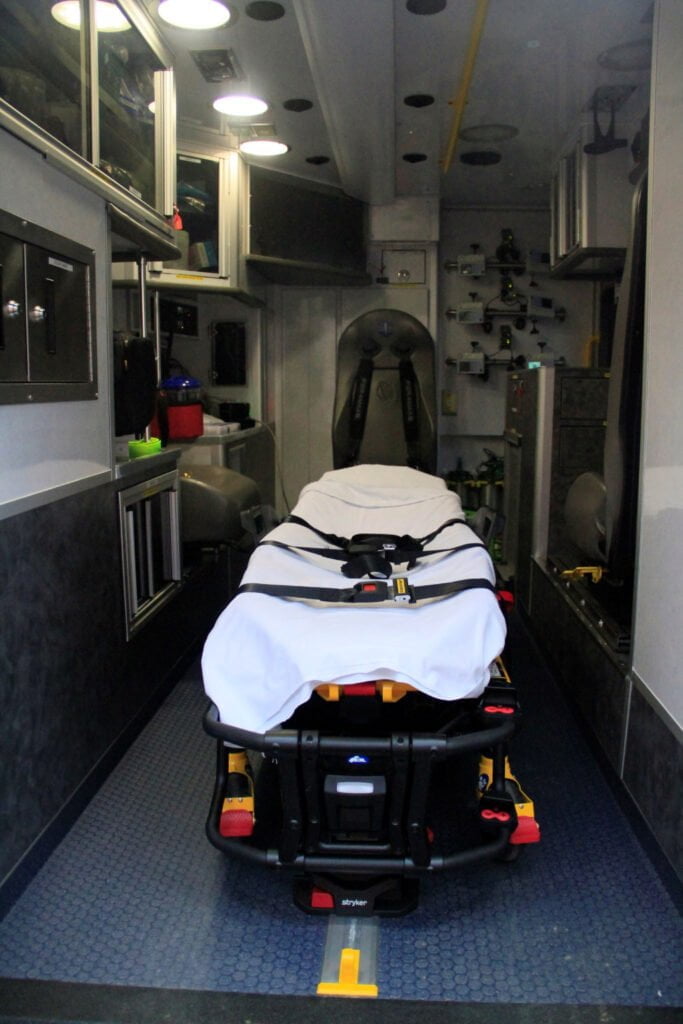 Boone County's new ambulance is fitted with a Stryker Power-LOAD system and Power-PRO XT cot.