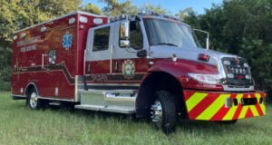 Road Rescue built this Type 1 UltraMedic ambulance on an International MV medium duty chassis and four-person cab for Pasco County (FL) Fire Rescue.