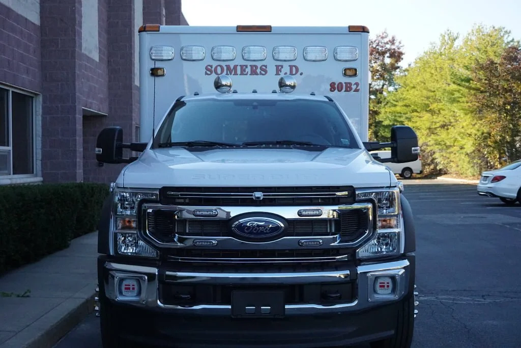 The front view of the department's new Horton ambulance.