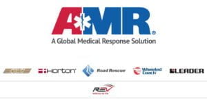 Logos for AMR and Rev Group ambualnces