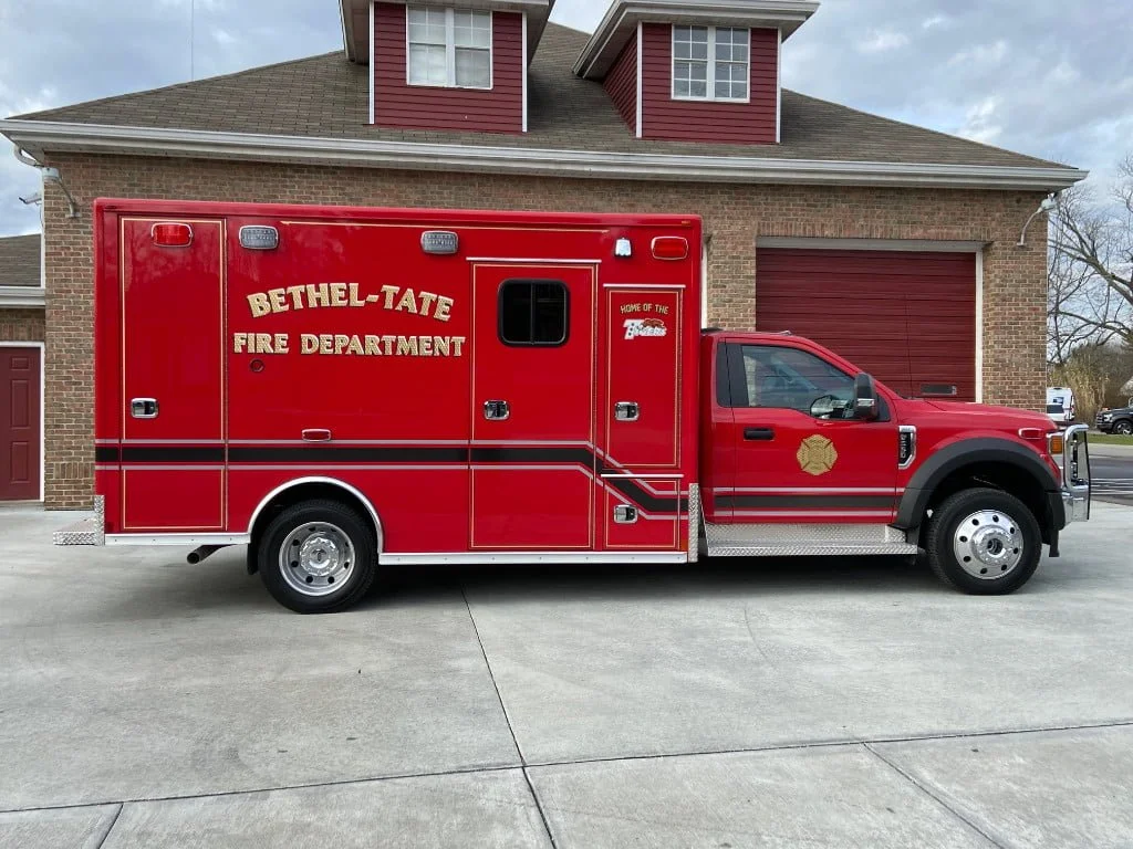 McCoy Miller built this ALS Type 1 ambulance on a Ford F-550 4x4 chassis and two-door cab for Bethel-Tate (OH) Fire Department.