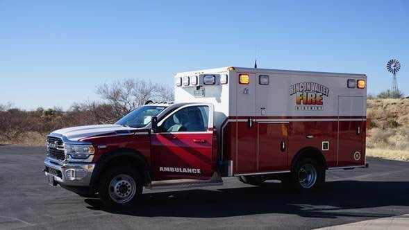 Rincon Valley (AZ) Fire District has taken delivery of a 2021 Wheeled Coach Type 1 ambulance built on a Dodge 4500 four-wheel drive diesel powered chassis and cab.