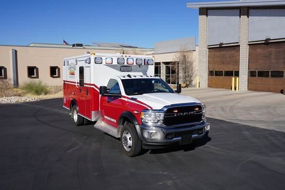 Rincon Valley's new ambulance has a Cool Bar 12-volt DC and 100-volt AC combination air conditioning compressor system, a Federal Signal Opticom encoding signal system and Whelen LED emergency and scene lighting.