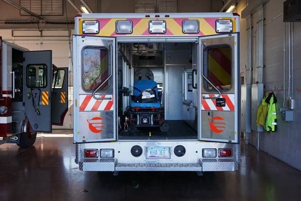 Inside the patient module, Rincon Valley had Wheeled Coach install a Ferno Power X1 cot.