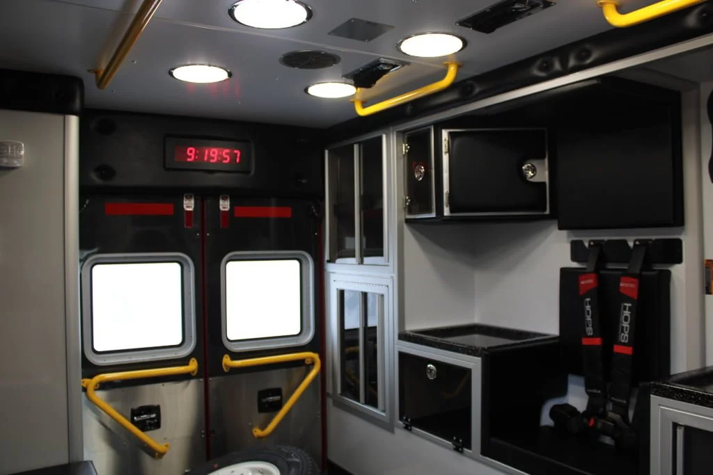 The CPR seat is protected by REV Ambulance Groups Per4max four-point harness system.