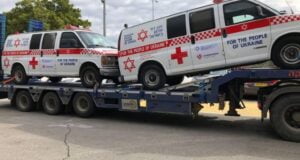 MDA flew four armored ambulances to Poland, which were driven into Ukraine to evacuate the wounded from the most volatile areas.