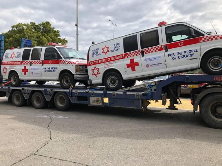 MDA flew four armored ambulances to Poland, which were driven into Ukraine to evacuate the wounded from the most volatile areas.
