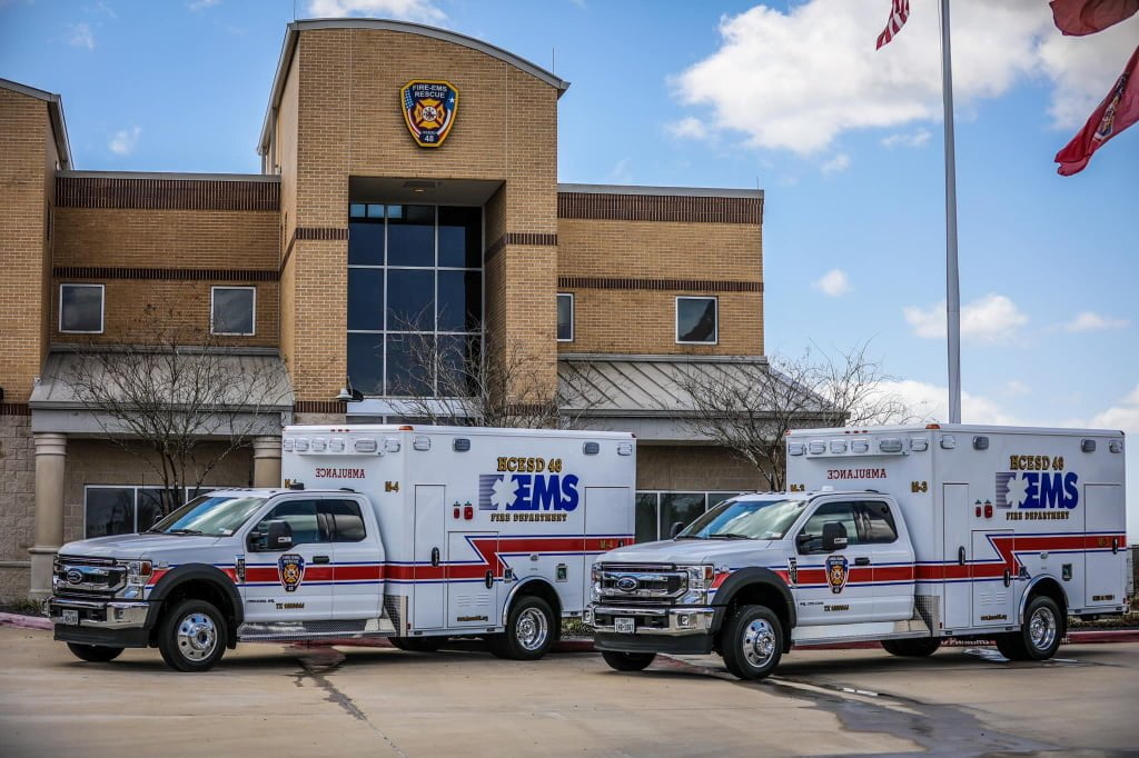 Harris County (TX) Emergency Services District 48 has received two new Wheeled Coach Type 1 ambulances built on Ford F-450 chassis.