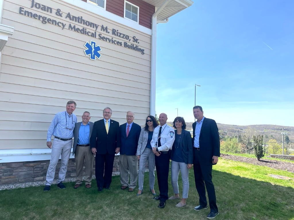 A group shot around the new EMS building.