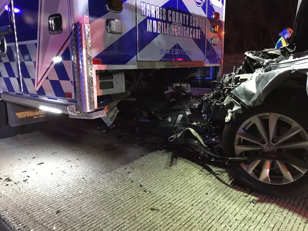 One of the new AEV ambulances was rear-ended by a SUV while at a stop light, but only suffered damage to the bumper and the bottom of the right rear compartment. No damage was found on the rest of the rig.