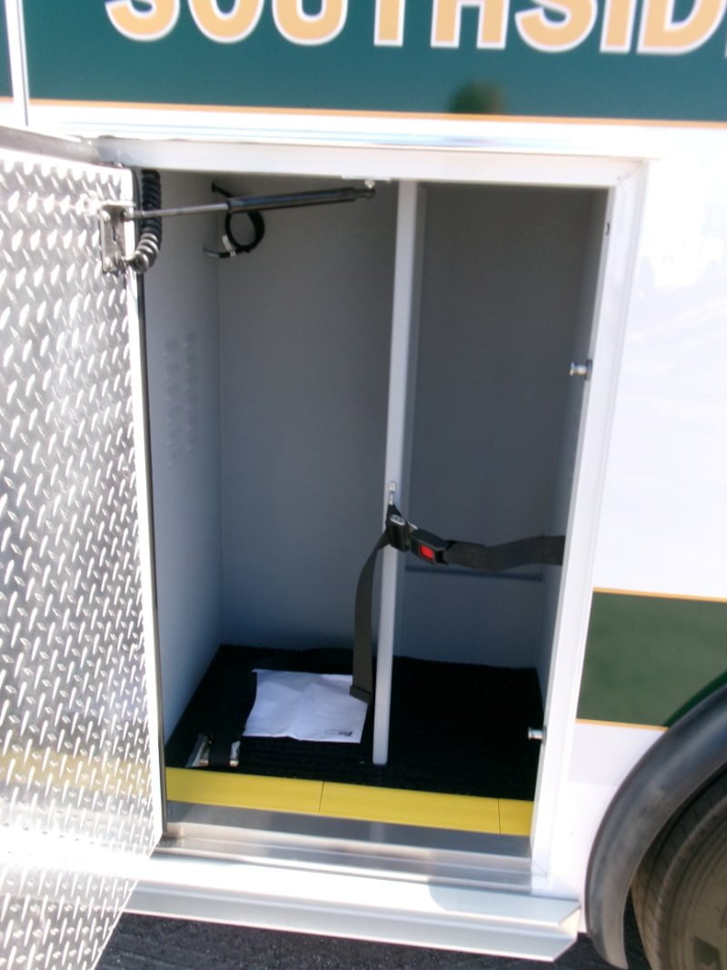 Compartment two on the street side is set up to carry a stair chair.