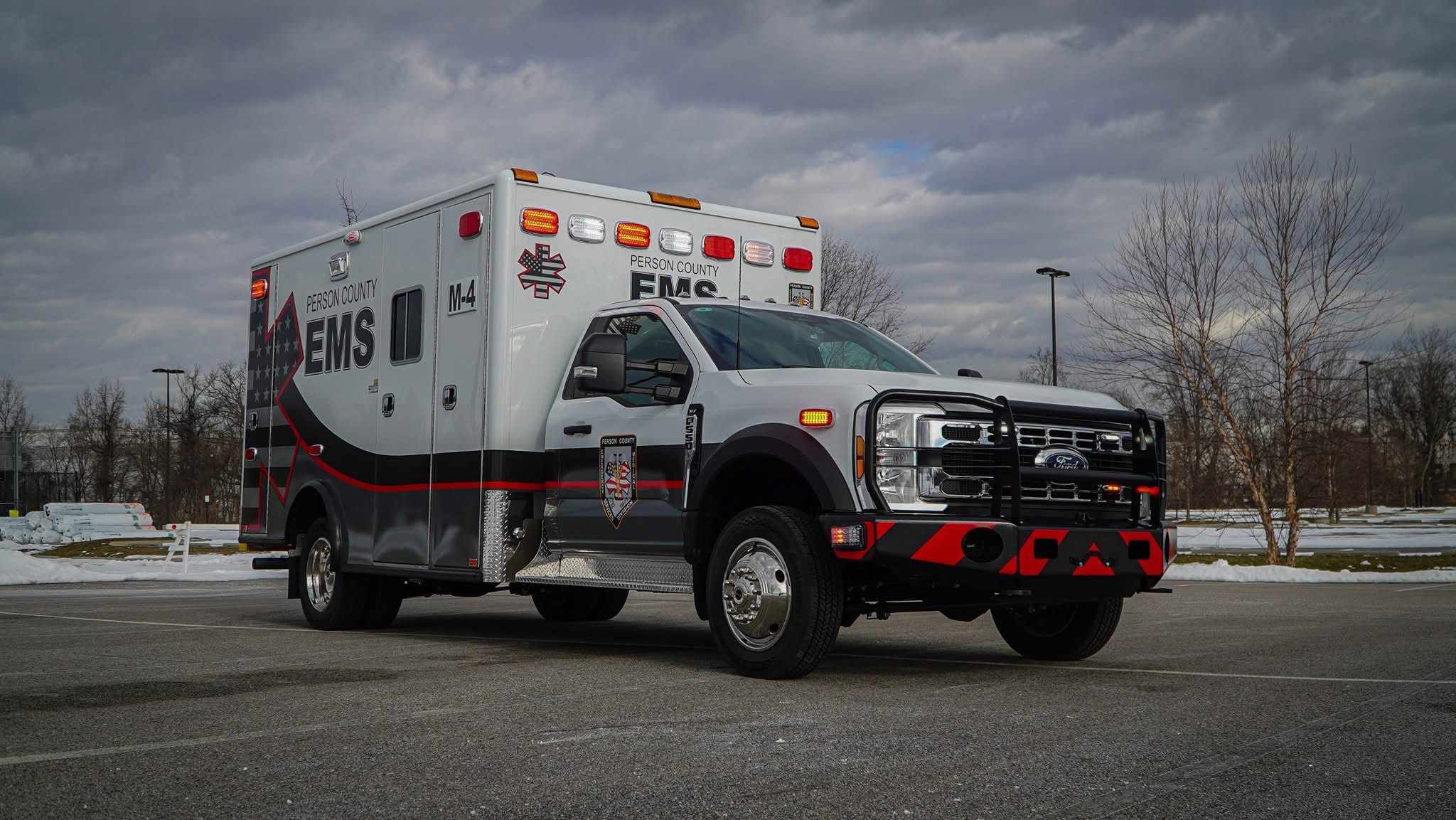 The two new Type 1 rigs are powered by 6.7-liter diesel engines, and have 6-inch drop skirts on the curbside of the patient module with a double step entry for the side door.
