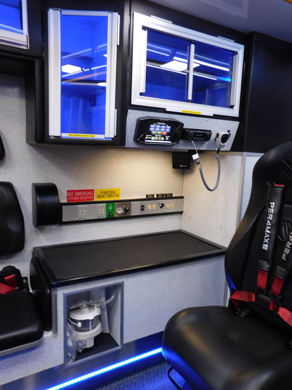 The action area to the right of the attendant's seat.