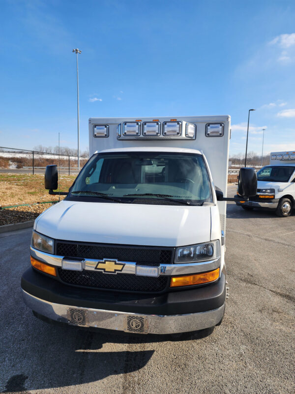 The ambulances have AEV's Arctic Wedge condenser at the top-front of the patient module.